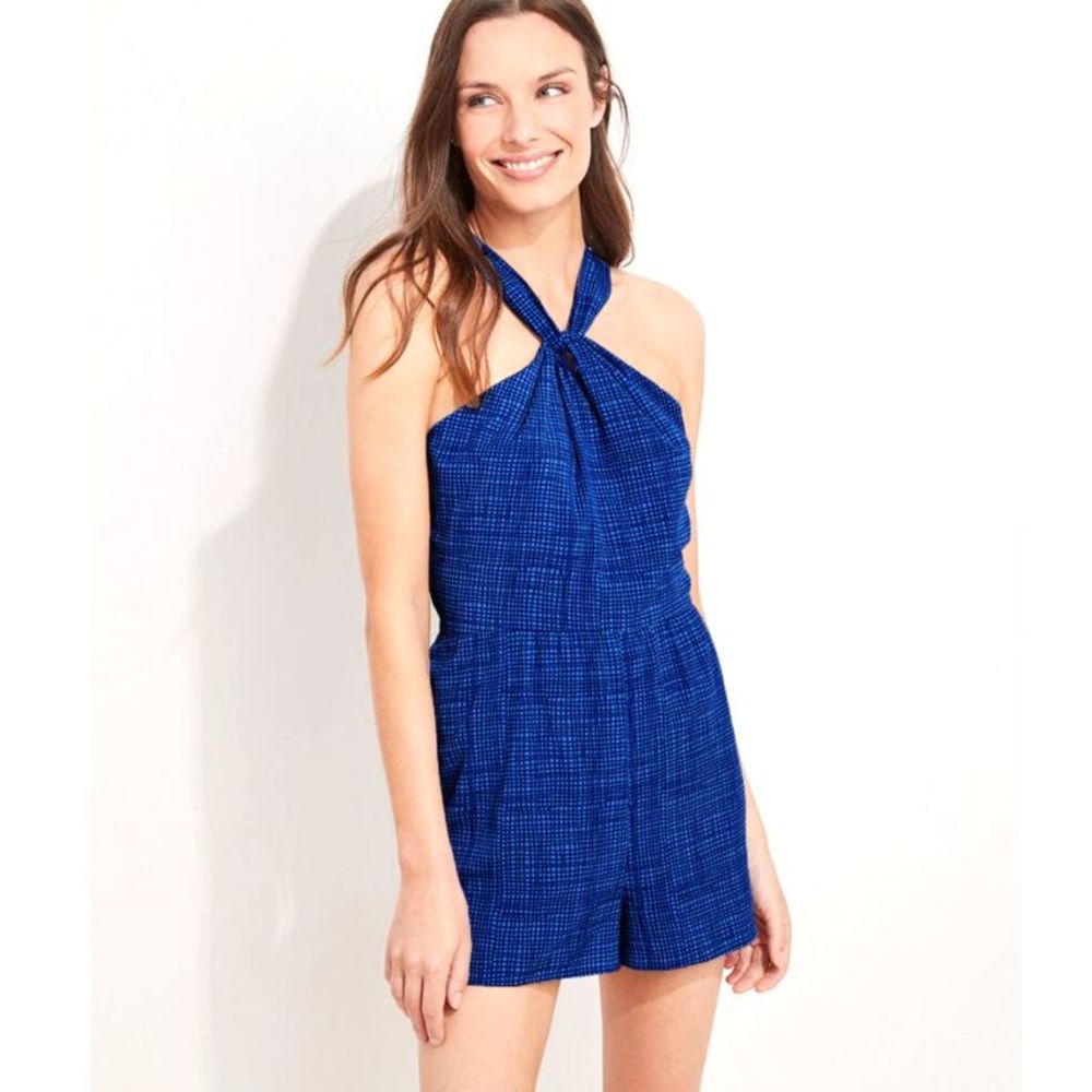 Vineyard Vines Tide Blue Basketweave Romper Beach Summer Size 4 MSRP $95